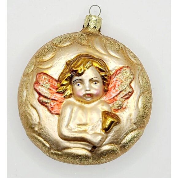 Christborn Other - Vintage Gold Glass Angel Cherub Ornament Star Design Handcrafted By Christborn